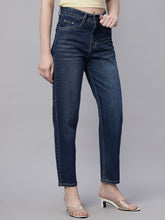 Zuya Whisker Mom Fit Denim Jeans - Effortless Vintage Cool - Dark Blue- MY3060W DX HOLD